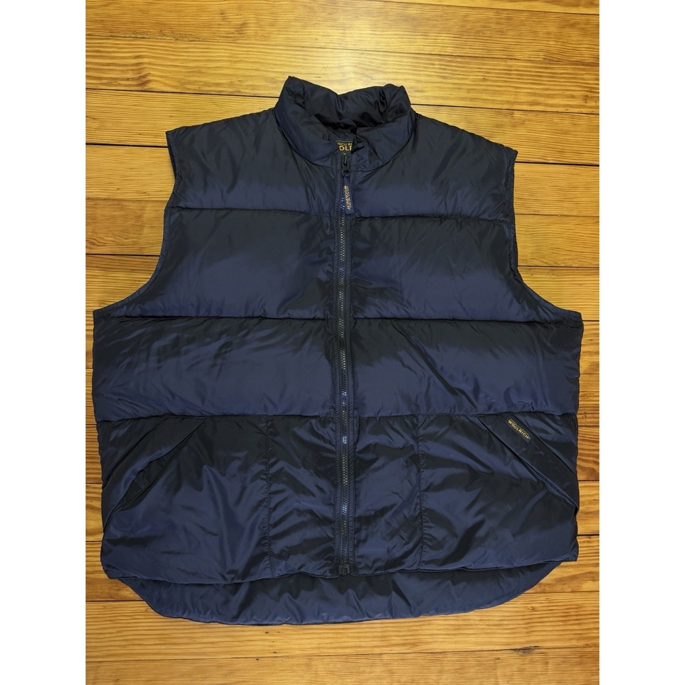 Woolrich Duck Down Packable Puffer Vest Mens XL Black Full Zip Outdoor